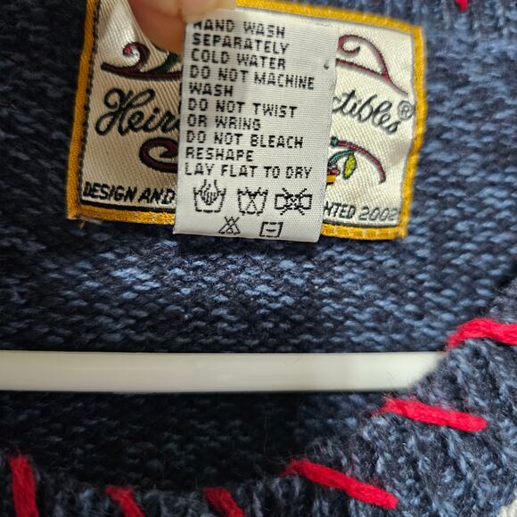 VTG Heirloom Collectibles Cardigan Sweater Red/Wht/Blue Embroidered Beaded XL - Picture 6 of 6